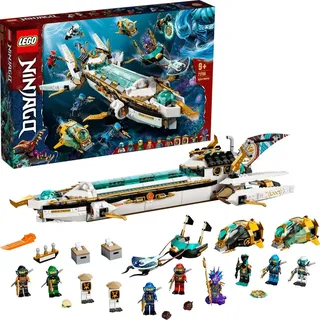 LEGO 71756 NINJAGO Wassersegler, U-Boot-Spielzeug mit 10 Ninja-Minifiguren inkl. Kai & Nya-Figuren, Geschenke für Kinder, Jungen und Mädchen ab 9... - Beige