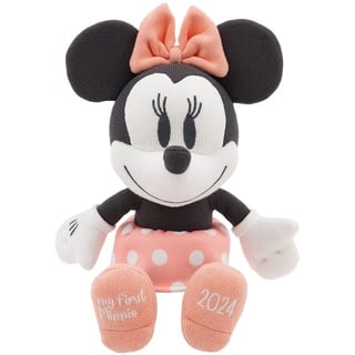 Disney Store Offizielles Minnie Maus 2024 Kleines Baby Kuscheltier, 33 cm, Niedliches Plüschtier, Super Weiche Kuschelige Figur, Mit Rippenstrickbezug und Pastelltönen, Geeignet ab Geburt