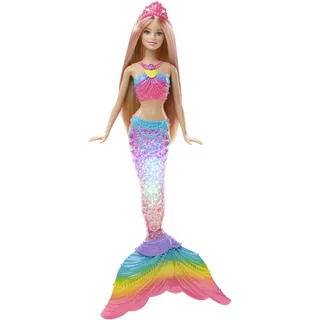 Barbie Meerjungfrau, Barbie Dreamtopia, Barbie Puppe in Regenbogen Farben mit Lichtershow, Spielzeug Badewanne, Spielzeug ab 3 Jahren, DHC40