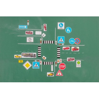 Wissner® aktiv lernen Lernspielzeug Erweiterter Verkehrszeichensatz magnetisch (124 Teile), RE-Plastic®, RE-Plastic®