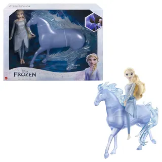 Mattel DISNEY Die Eiskönigin Elsa und Nokk - Bewegliche Elsa-Puppe, majestätische Wasserfigur Nokk, inspiriert vom Zweiten Teil, für Kinder ab 3 Jahren, HLW58