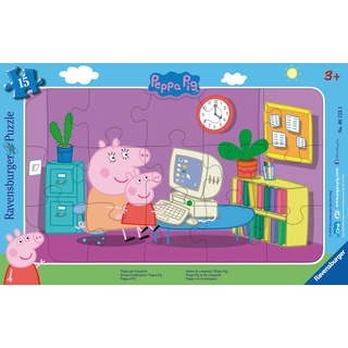 Ravensburger Kinderpuzzle - 06123 Peppa Am Computer - Rahmenpuzzle Für Kinder Ab 3 Jahren  Mit 15 Teilen