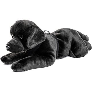 Uni-Toys - Labrador schwarz, liegend (mit Geschirr) - 60 cm (Länge) - Plüsch-Hund, Haustier - Plüschtier, Kuscheltier