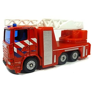 siku 1014003, Feuerwehr-Drehleiter Niederlande, Metall/Kunststoff, Rot, Ausziehbare und drehbare Leiter