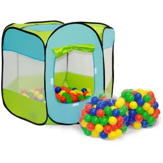 LittleTom Spielzelt Kinder Spielzelt mit 200 Bällebad Bällen - Kinderzelt Blau LxBxH: 100 cm x 100 cm x 72 cm bunt