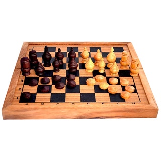 Thai Chess Board, thailändisches Schachbrett mit Figuren aus Holz, Knobelholz Strategiespiel, Spielbox, Thai Schach, Schachbrett aus Holz, Gesellschaftspiel, Brettspiel,