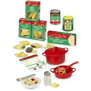 Melissa & Doug Teile Pasta Kochset, Spiellebensmittel, Küchenspielzeug, Rollenspielzeug, Holzspielzeug, Spielset, 3+ Jahre, Geschenk für Jungs oder Mädchen, Merhfarbig