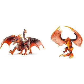 SCHLEICH 70138 ELDRADOR CREATURES Lavadrache mit beweglichen Flügeln und Unterkiefer & ELDRADOR CREATURES 42511 Feuer Adler - Mythische Fantasy-Phönix-Kreatur