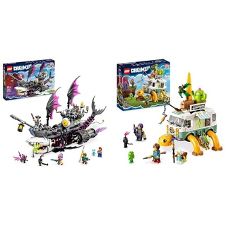 LEGO 71469 DREAMZzz Albtraum-Haischiff, Baue 2 Arten des Piraten-Boot-Spielzeuges & 71456 DREAMZzz Mrs. Castillos Schildkrötenbus
