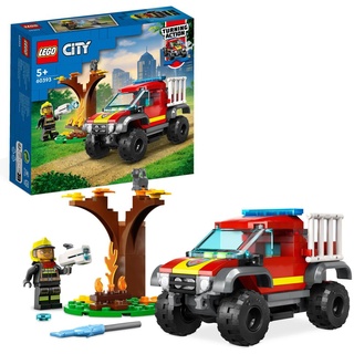 LEGO 60393 City Feuerwehr-Pickup Set, Feuerwehr-Spielzeugauto mit Feuerwehr-Einsatzkraft für Kinder ab 5 Jahren mit Minifigur