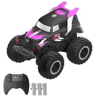 Ferngesteuertes Stunt-Auto, 2,4 GHz 4WD, beidseitiges Fahren, amphibisches Gelaendefahrzeug, All-Terrain-Land-/Wasserboot mit 3 Batterien, Geschenk... - Rosa