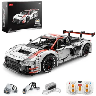 rastar 99300 Technik Sportwagen Bausatz für Audi R8 LMS-GT3, 3322 Teile 1:8 mit 2 Motoren und LED Lichter Groß Ferngesteuert Technik Auto Klemmbausteine (Originalverpackung) (Dynamische Version)