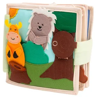 Jolly Designs Stoffbuch Mini Quiet Book für Babys - Montessori Spielzeug ab 6 Monaten