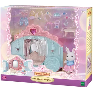 Sylvanian Families - 5758 Elegantes Ankleidezimmer mit Figur, Spielset mit Tierfigur Schneehase, Spielzeug für Kinder ab 3 Jahren