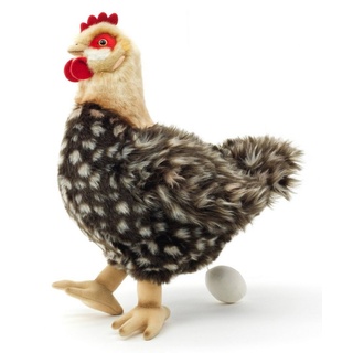 Uni-Toys Kuscheltier Henne mit Ei - versch. Farben - 37 cm (Höhe) - Plüsch-Huhn, Plüschtier, zu 100 % recyceltes Füllmaterial beige|braun