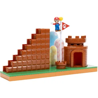 Super Mario Nintendo 2,5 Zoll Kurs Komplettes Spielset von JAKKS Pazifik mit Mini Mario-Figur, interaktiver Treppe, Schloss, Fahnenmast und Basisplattform