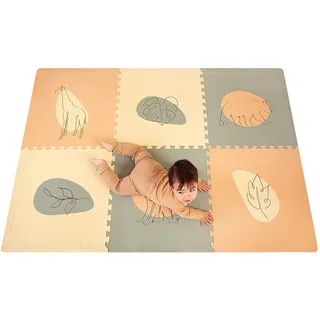 Stylische Puzzlematte Baby 1,8x1,2m Dschungel – 6 XXL-Platten à 60x60cm – 20% dickere & weichere Spielmatte – schadstofffreie, geruchlose, pflegeleichte Baby Krabbelmatte – plastikfreie Verpackung