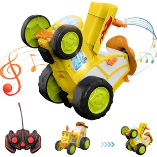 Crazy Jumping Cars, rotierende Cartoon-Autos, ferngesteuertes Zugspielzeug mit Lichtern, wiederaufladbares, Musik tanzendes ferngesteuertes Auto(...