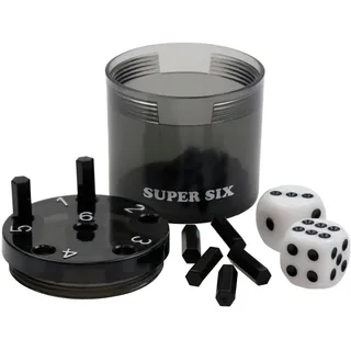 BestSaller 3013 SUPER SIX Würfelspiel ABS Kunststoff, auch für die Reise, 36 Spielstäbchen & 2 Würfel, schwarz