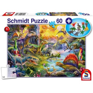 Schmidt Spiele - Dinosaurier, 60 Teile, mit Add-on, Dinosaurier-Figuren-Set