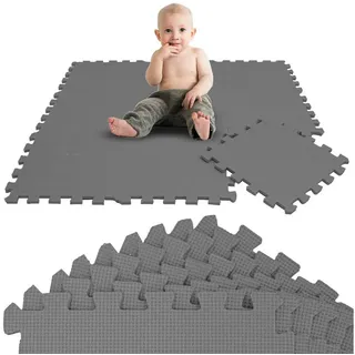 LittleTom Puzzlematte 9 Teile Baby Kinder Puzzlematte ab Null - 30x30cm, Baby Kinder Puzzlematte grau grau
