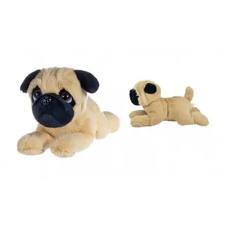 L und B Plüsch Kuscheltier Hund Mops ca. 23 cm, klassisch weichen Plüsch Welpe beige