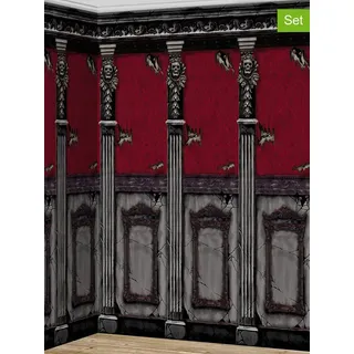 amscan 2er-Set: Szenen-Banner "Gothic Mansion" in Schwarz - (B)609 x (H)121 cm