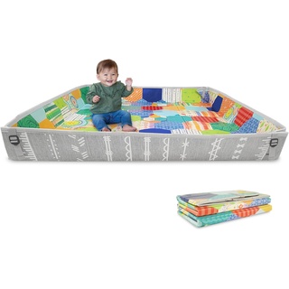 Infantino - Faltbare weiche Spielmatte - Sehr groß - Leicht transportierbar - Baby Spielzeug - Klappbare Seiten - Rutschfest - Spieldecke für Babys und Kleinkinder - Mehrfarbige Muster