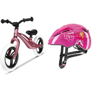 Lionelo Bart Laufrad ab 2 Jahre bis zu 30 kg, Magnesiumrahmen, 12 Zoll Räder & uvex Kid 2 - Leichter Fahrradhelm für Kinder - erweiterbar mit LED-Licht - pink - 46-52 cm