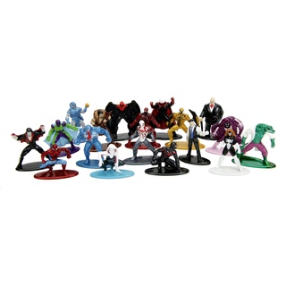 Jada Toys Marvel Spider-Man Figuren (18 Stück) - Multi-Set Nano-Sammelfiguren aus Metall, u.a. mit Spider-Man, Spider-Woman & Venom, für Fans und Sammler ab 3 Jahre, je 4 cm