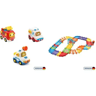 Vtech 80-242104 TUT TUT Baby Flitzer - 3er Set Einsatzfahrzeuge (Feuerwehrauto, Rettungswagen, Polizei), Babyautos, Mehrfarbig & TUT TUT Baby Flitzer - Straßenset Deluxe, Babyautos, Mehrfarbig