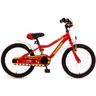 Kinderfahrrad BACHTENKIRCH "Feuerwehr" Fahrräder Gr. 23,5cm, 18 Zoll (45,72cm), rot (weiß/neongelb/rot) Kinder