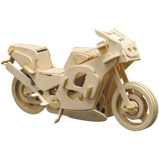 Pebaro 865/8 Holzbausatz Renn-Motorrad, 3D Puzzle Motorrad, 3D Puzzle, Modellbausatz, Basteln mit Holz, Holzpuzzle, vorgestanzte Holzplatte, ausbrechen, zusammenstecken, fertig, Geschenkidee
