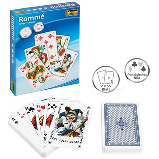 Idena Spiel Idena 6250080 - Spielkarten für Rommé, Canasta und Bridge, 2 x 55 bunt