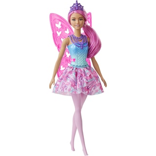 Barbie GJJ99 - Dreamtopia Feen-Puppe, ca. 30 cm groß, mit einem Juwelen-Outfit in Pink und Blau, pinken Haaren und Flügeln, Spielzeug Geschenk für Kinder ab 3 Jahren