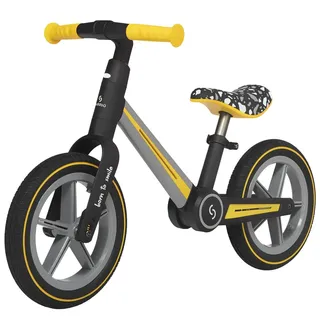 Skiddoü Laufrad Ronny 12 Zoll Räder Aluminium-Rahme höhenverstellbar lenkradschloss Balance Bike Einheitsgröße retro design Gelb - Gelb/Schwarz