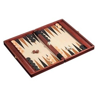 Philos Brettspiel 1116, Backgammon Kos medium, ab 6 Jahre, in Holzkassette, 2 Spieler