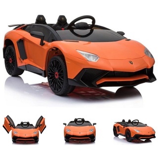 ES-Toys Elektro-Kinderauto Kinder Elektroauto Lamborghini, Belastbarkeit 40 kg, Aventador SV EVA-Reifen Kunstledersitz orange