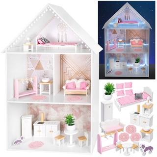 Kinderplay Dolls & Strollers Puppenhaus Kinderplay Schönes Großes Puppenhaus aus Holz – Holzhäuschen weiß