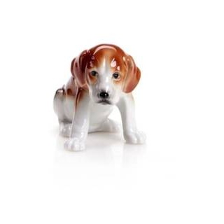 394/40 - Beagle Porzellanfigur, 5 cm, braun lackiert