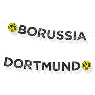 Amscan 9908532 - Partykette BVB, Länge 180 cm, aus Pappe, Borussia Dortmund, Girlande, Hängedekoration, Fußball, Party, Fan, Geburtstag