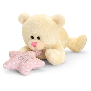 Lashuma Keel Baby Plüschtier Bär mit Spieluhr Rosa, Kuscheltier Teddy liegend 25 cm
