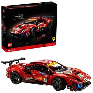 LEGO Technic 42125 Ferrari 488 GTE AF Corse # 51, Authentisches Langstreckenrennwagenmodell für Erwachsene