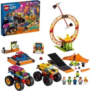 LEGO 60295 City Stuntshow-Arena, Set mit Monster Trucks, Spielzeugautos, Motorrad - Beige