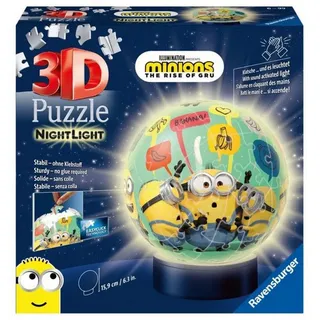 Ravensburger Puzzle Ravensburger 3D Puzzle 11180 - Nachtlicht Puzzle-Ball Minions - 72..., 72 Puzzleteile