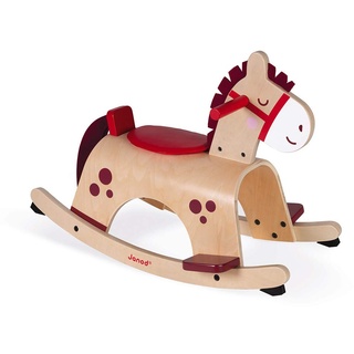 Janod - Holz Schaukelpferd ‘Pony’ - Babyspielzeug - Ideal zum Gleichgewicht Lernen - Anti-Kipp System - Zarte und Trendige Farben - Ab 1 Jahr, J08023