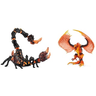 SCHLEICH 70142 ELDRADOR Creatures Lavaskorpion, Monster & ELDRADOR Creatures 42511 Feuer Adler - Mythische Fantasy-Phönix-Kreatur