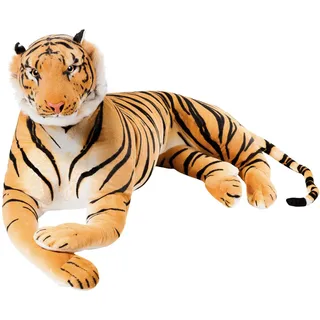 BRUBAKER Kuscheltier XXL Riesiger Tiger 150 cm liegend (1-St., König des Dschungels), Stofftier Plüschtier braun