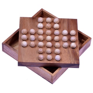 Solitär - Solitaire - Denkspiel - Knobelspiel - Geduldspiel - Logikspiel aus Holz mit Kugeln