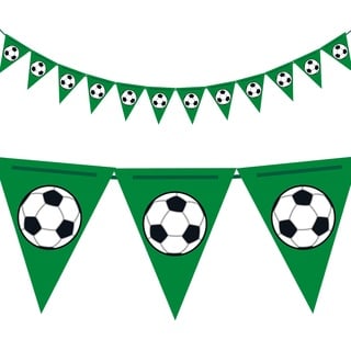 Oblique Unique® Fußball Wimpel Girlande Wimpelkette Doppelseitig Hänge Deko für Kinder Geburtstag Jungs WM Party Feier Dekoration